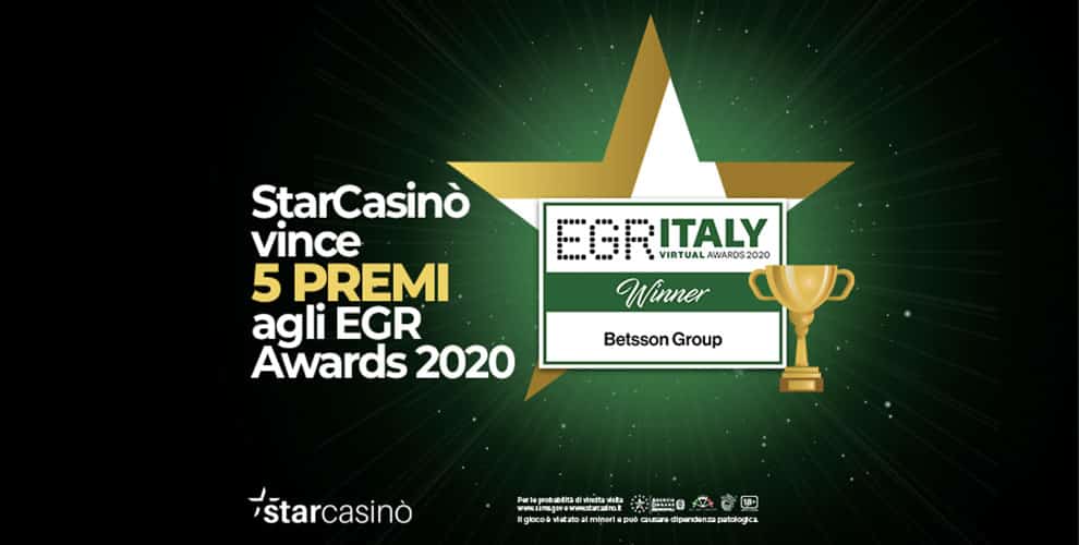 EGR Italy Awards 2020 – StarCasinò vince in cinque categorie